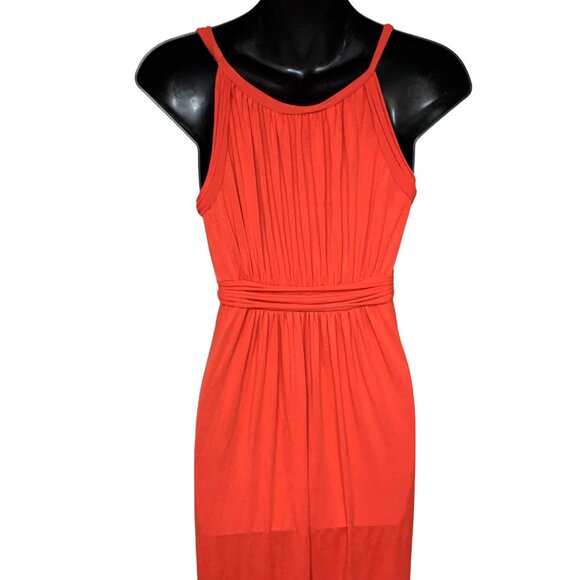 Max Studio Flame Orange Stretch Tank Styled High Waist Maxi Dress - Picture 9 of 11